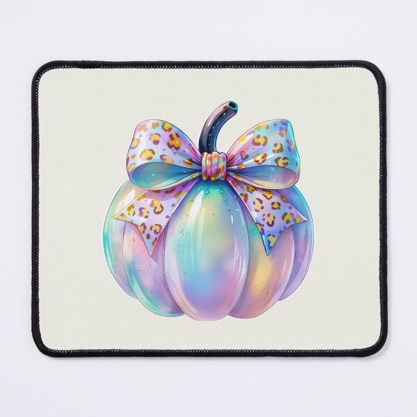 Item preview, Iridescent Spooky season pumpkin with leopard print bow designed and sold by RSDigitalPrintDesign.