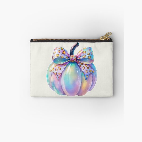 Item preview, Iridescent Spooky season pumpkin with leopard print bow designed and sold by RSDigitalPrintDesign.