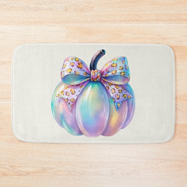Item preview, Iridescent Spooky season pumpkin with leopard print bow designed and sold by RSDigitalPrintDesign.