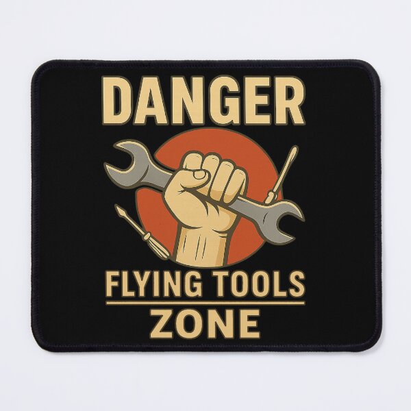 Item preview, Danger: Flying Tools Zone – Funny Garage Warning Sign designed and sold by InventorsCave.