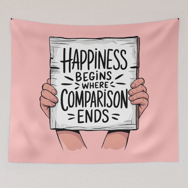 Item preview, Happiness Begins Where Comparison Ends, Inspirational Mental Health Reminder designed and sold by MoMidoStore.