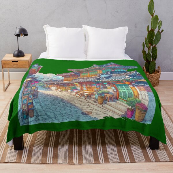 Item preview, Bukchon Hanok Village – Traditional Korean Houses in Vibrant Colors,  designed and sold by PaintMeWorld.