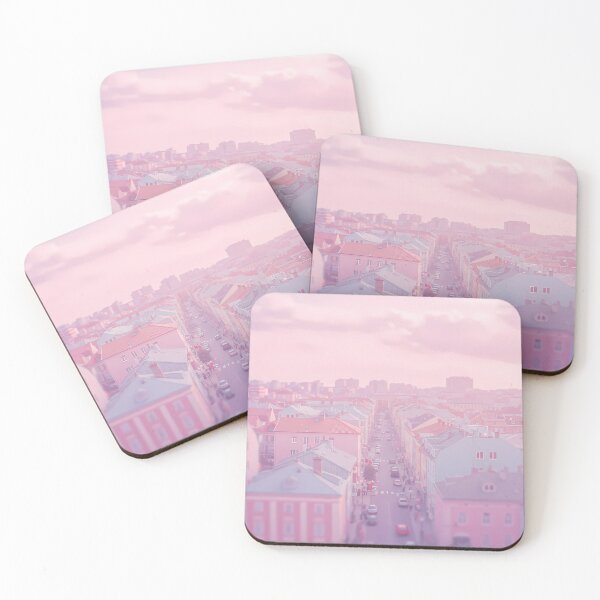 Item preview, Dreamy depiction of a pastel-colored urban landscape  designed and sold by LuOtero.