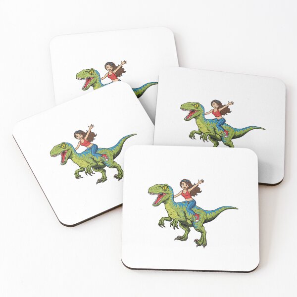 Item preview, Girl Riding Green Dinosaur Fantasy Adventure designed and sold by TeeARTHY.