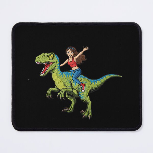 Item preview, Girl Riding Green Dinosaur Fantasy Adventure designed and sold by TeeARTHY.