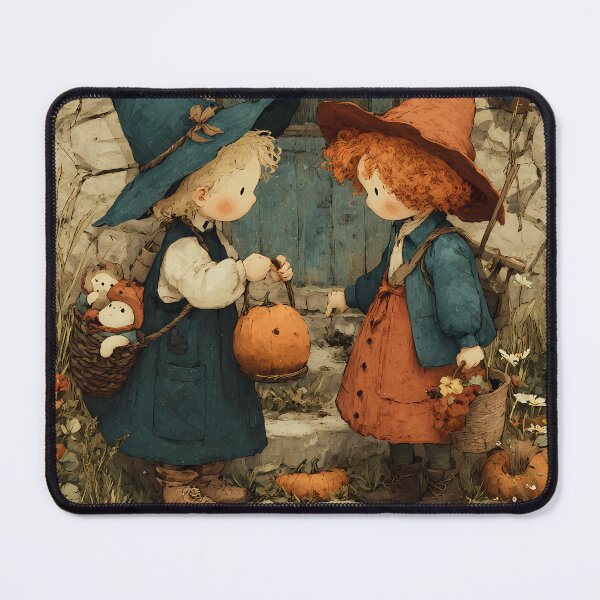 Item preview, Whimsical Prairie Kids Celebrating Autumn with Pumpkins designed and sold by daila70.