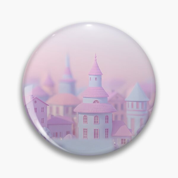 Item preview, Whimsical pastel-hued village scene designed and sold by LuOtero.