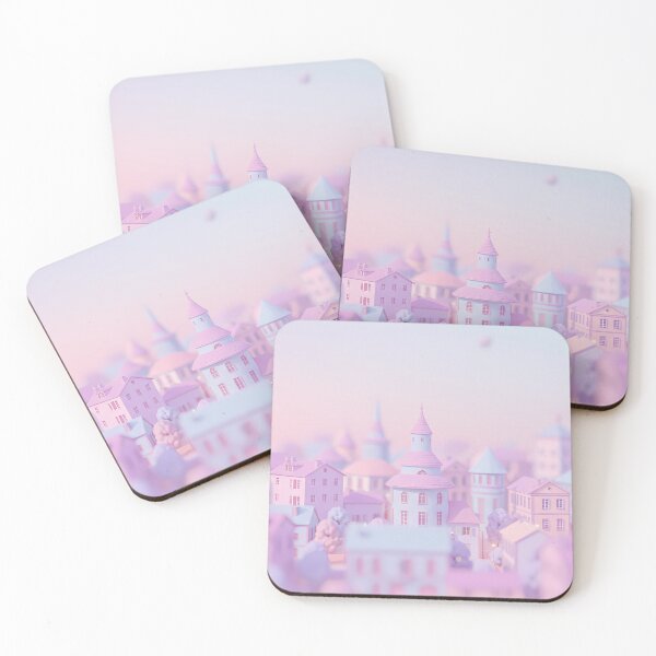Item preview, Whimsical pastel-hued village scene designed and sold by LuOtero.