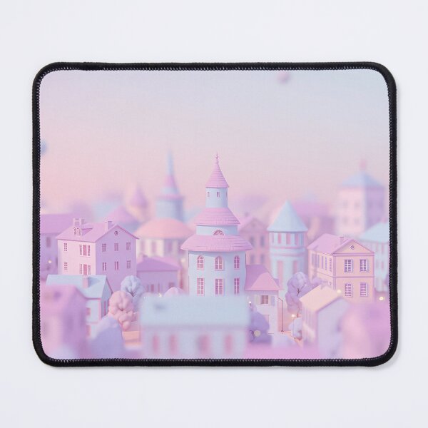 Item preview, Whimsical pastel-hued village scene designed and sold by LuOtero.