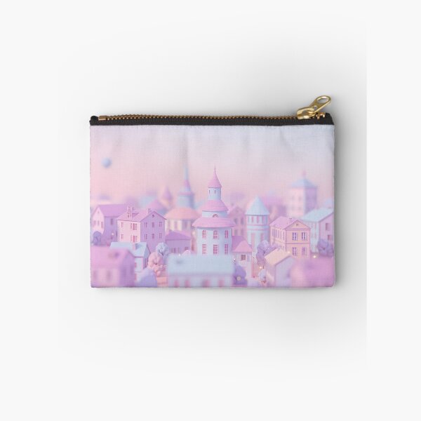 Item preview, Whimsical pastel-hued village scene designed and sold by LuOtero.