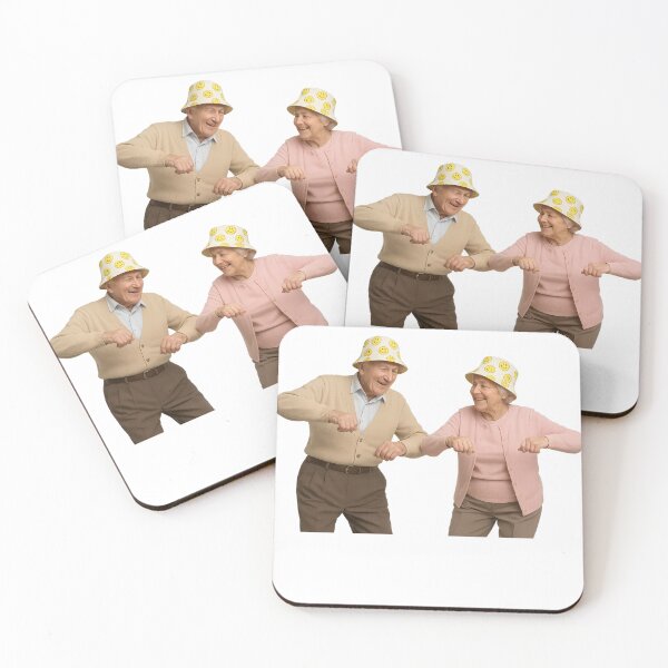 Item preview, Elderly Couple Robot Dancing in Smiley Face Rave Bucket Hats designed and sold by Pokah79.