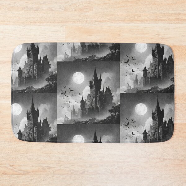 Item preview, Black and white Haunted castle designed and sold by MendaciousMina.