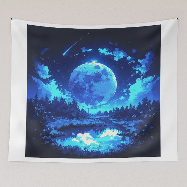 Item preview, Pixel Moonlit Lake Reflections designed and sold by Christian Weiss.