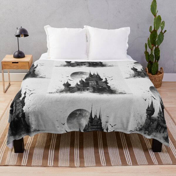 Item preview, Black and white Haunted castle designed and sold by MendaciousMina.