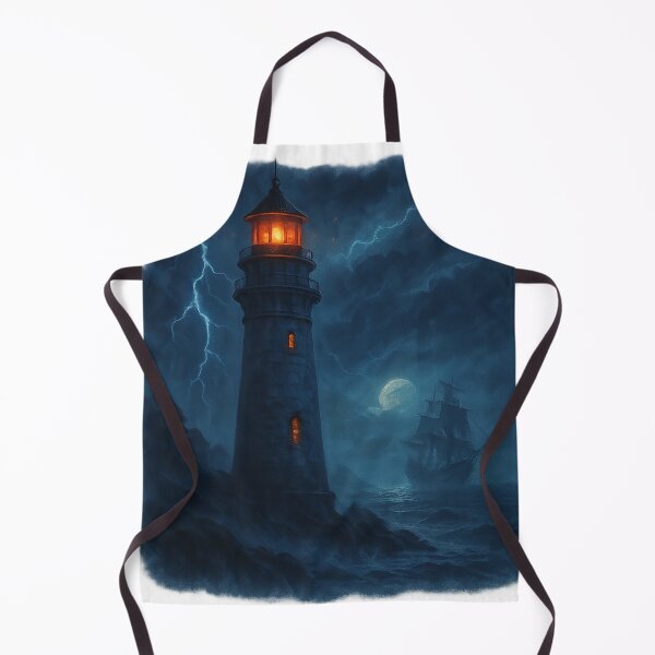 Item preview, Haunted Lighthouse in the Storm – Ghost Ship and Full Moon designed and sold by Wander Vibes.
