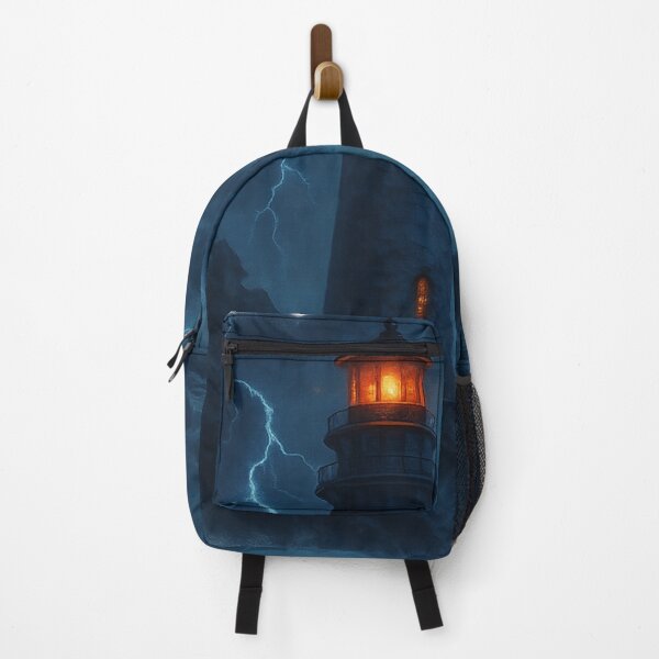 Item preview, Haunted Lighthouse in the Storm – Ghost Ship and Full Moon designed and sold by Wander Vibes.