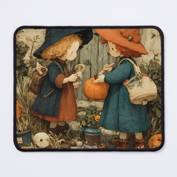 Item preview, Charming Countryside Children Surrounded by Pumpkins and Flowers designed and sold by daila70.