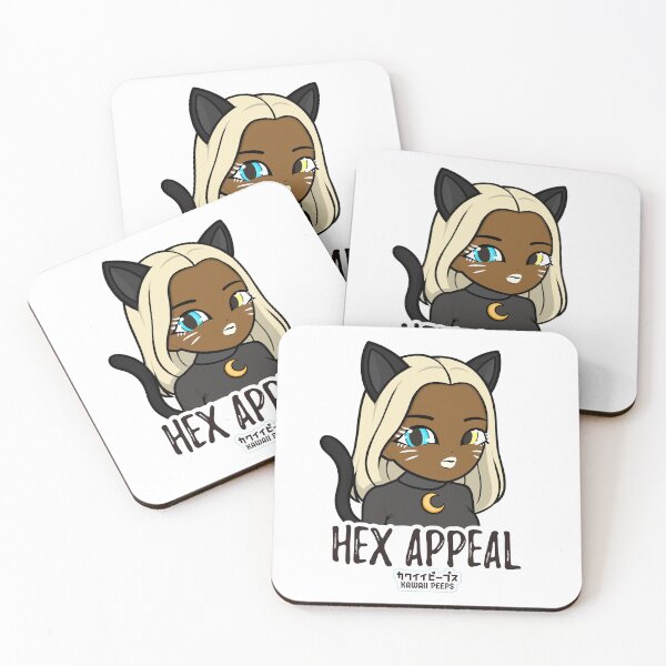 Item preview, Halloween Black Cat Costume Design – Cute Anime Cat Girl Quote “Hex Appeal” designed and sold by P-L-Sardines.
