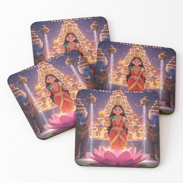 Item preview, Goddess Lakshmi with elephants pouring water, divine Diwali celebration art designed and sold by sanyashr7.