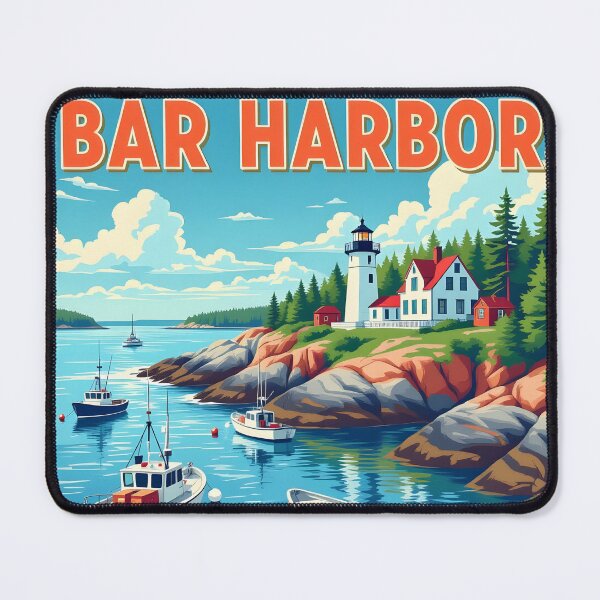 Item preview, Bar Harbor, Maine: Vintage-Style Painterly Travel Poster designed and sold by LSVart.