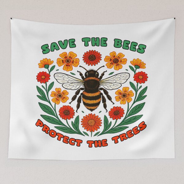 Item preview, Save The Bees Protect The Trees Retro designed and sold by TeeARTHY.