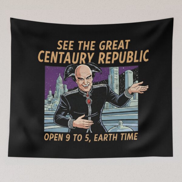 Item preview, Retro Sci-Fi Space Tourism Poster Parody — Galactic City Skyline Comic Art — B5 designed and sold by Fenay Designs.