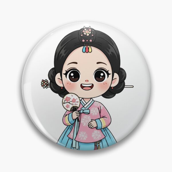 Item preview, "Chibi Girl Eunji Hanbok Fan Flower designed and sold by Sherifo-Design.