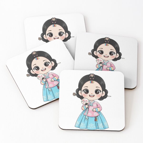 Item preview, "Chibi Girl Eunji Hanbok Fan Flower designed and sold by Sherifo-Design.