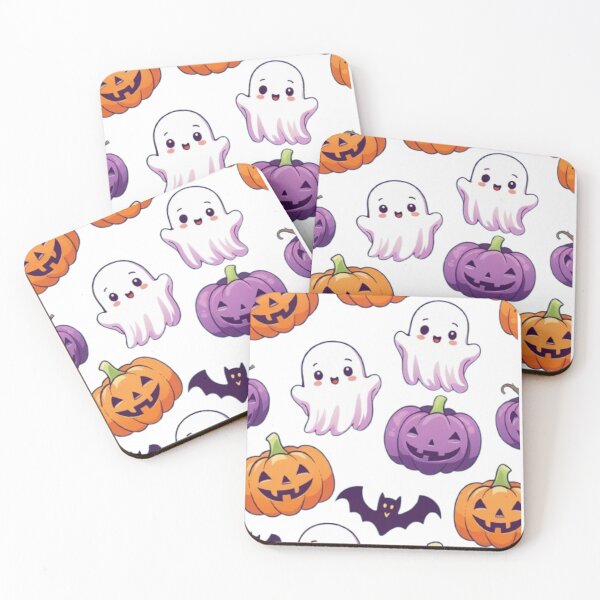 Item preview, Motif Halloween Kawaii – Citrouilles et Fantômes Mignons designed and sold by MeowLoka ⭐⭐⭐⭐.