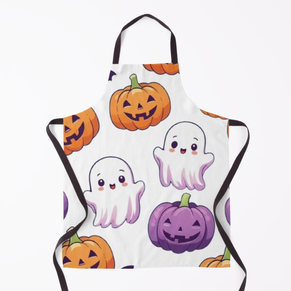 Item preview, Motif Halloween Kawaii – Citrouilles et Fantômes Mignons designed and sold by MeowLoka ⭐⭐⭐⭐.