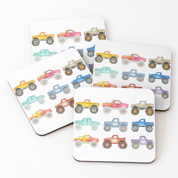 Item preview, Colorful Monster Trucks Watercolor Set designed and sold by ArtfulWeave.