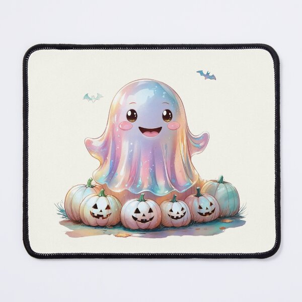Item preview, Cute Kawaii Face Iridescent Halloween Ghost Boo o Pumpkin designed and sold by RSDigitalPrintDesign.