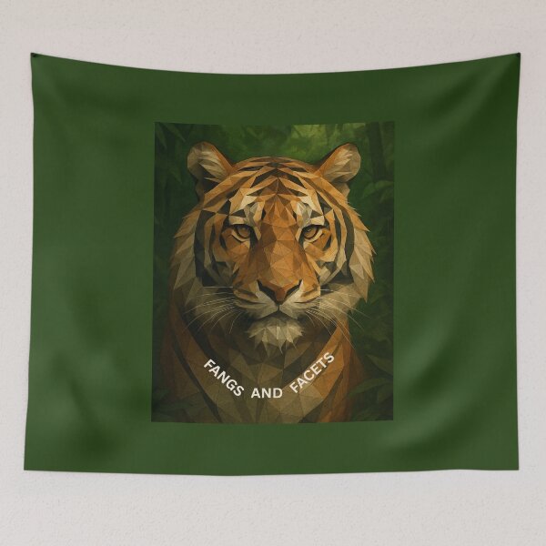 Item preview, Fangs and Facets – Geometric Tiger in Jungle Foliage designed and sold by GeoWild Designs.