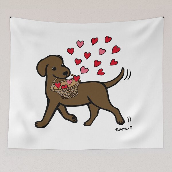 Artikelvorschau, Chocolate Labrador trägt Herzen entworfen und verkauft von HappyLabradors.