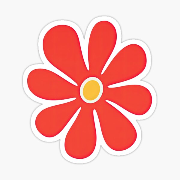 Retro Red Daisy Flower with Yellow Center Sticker
