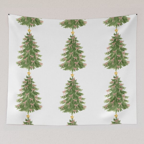 Item preview, Christmas Tree with Pink Ribbon Decorations designed and sold by ArtfulWeave.