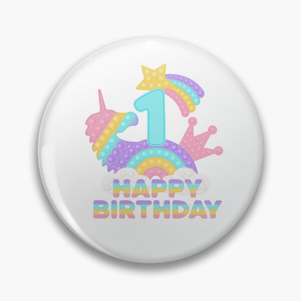 Item preview, Happy 1st Bithday with Unicorns Poppit Rainbow Theme, Girly Birthday Items  designed and sold by Coastal Designs by Tori.