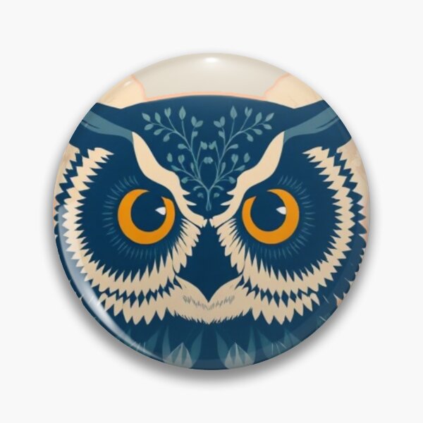Item preview, Elegant Owl with Blue Flowers – Beige and Navy Wildlife Art designed and sold by Naturalite19.