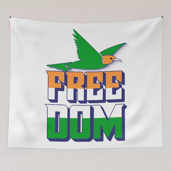 Item preview, Freedom Quote with Bird in Indian Flag Colors – Independence and Pride Design designed and sold by ArtsyExplorer.