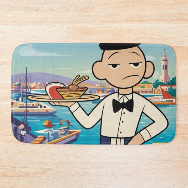 Item preview, Marseille, France Travel Poster | Quirky French Waiter Cartoon - Marcel  designed and sold by LeQuirks.