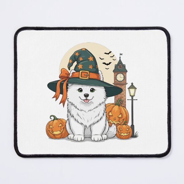 Item preview, Spooky Cute Samoyed – Halloween Pumpkin & Witch Hat.png designed and sold by The Real Life Symphony.