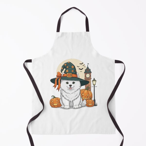 Item preview, Spooky Cute Samoyed – Halloween Pumpkin & Witch Hat.png designed and sold by The Real Life Symphony.