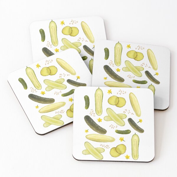 Item preview, Pickle and Cucumber Pattern with Seeds and Flowers designed and sold by ArtfulWeave.