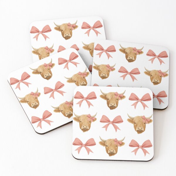 Item preview, Highland Cows with Pink Bows Cute Pattern designed and sold by ArtfulWeave.