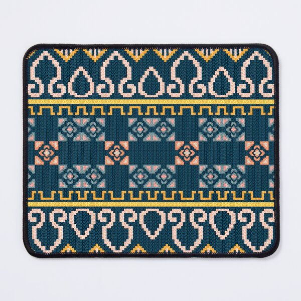 Item preview, Pixel Art Thai Textile with Geometric Floral Borders designed and sold by BUDDYLUU.