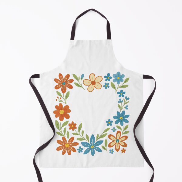 Item preview, Colorful Floral Corner Frame with Blue and Orange Flowers designed and sold by ArtfulWeave.