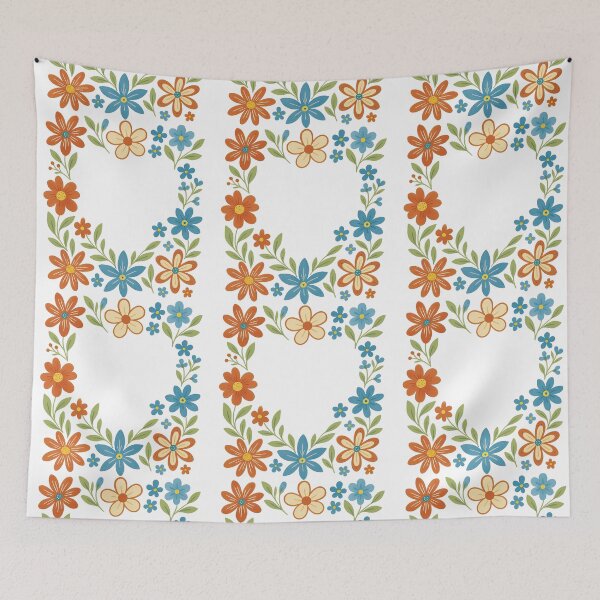 Item preview, Colorful Floral Corner Frame with Blue and Orange Flowers designed and sold by ArtfulWeave.