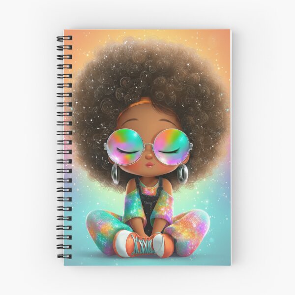 Item preview, Rainbow Afrocentric Boho Girl – Cute Black Girl Cartoon with Big Curly Hair, Retro Sunglasses, Hippie Vibes, Colorful Festival Outfit designed and sold by Design Den.