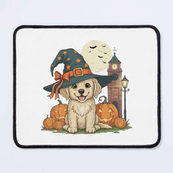 Item preview, Spooky Cute Golden Retriever – Halloween Pumpkin & Witch Hat designed and sold by The Real Life Symphony.