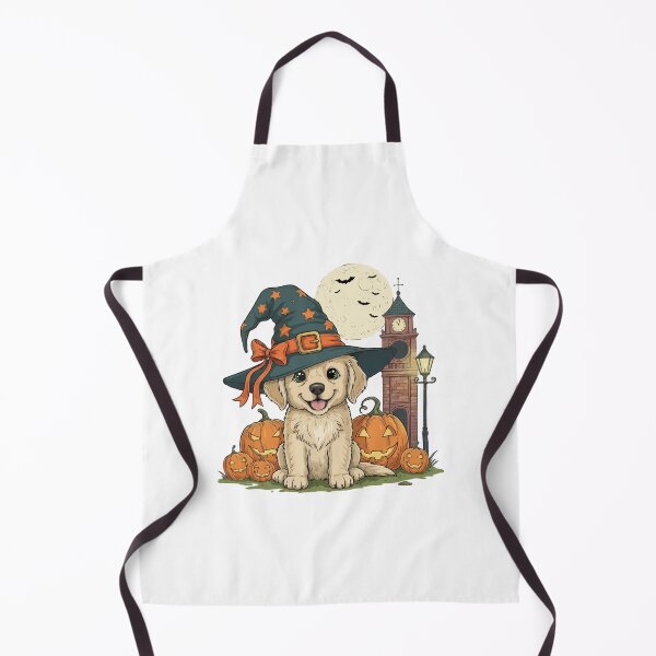 Item preview, Spooky Cute Golden Retriever – Halloween Pumpkin & Witch Hat designed and sold by The Real Life Symphony.